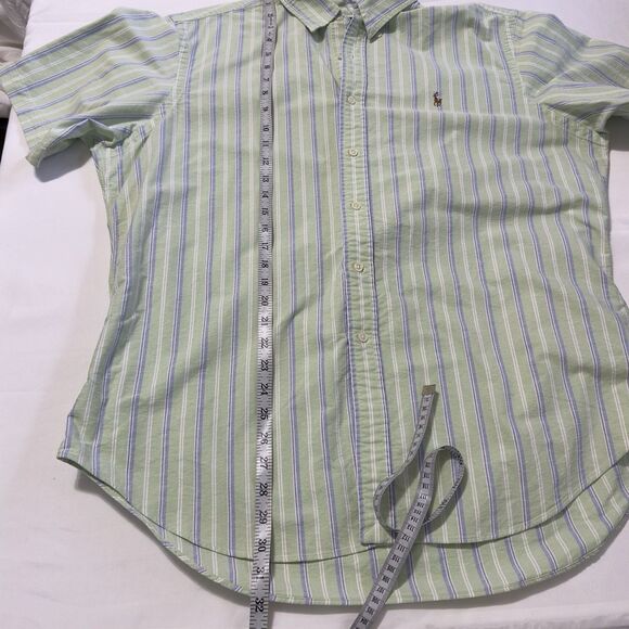 Ralph Lauren Button UpShirt Mens XL Classic Fit Short Sleeve Green Blue Striped - Picture 4 of 6